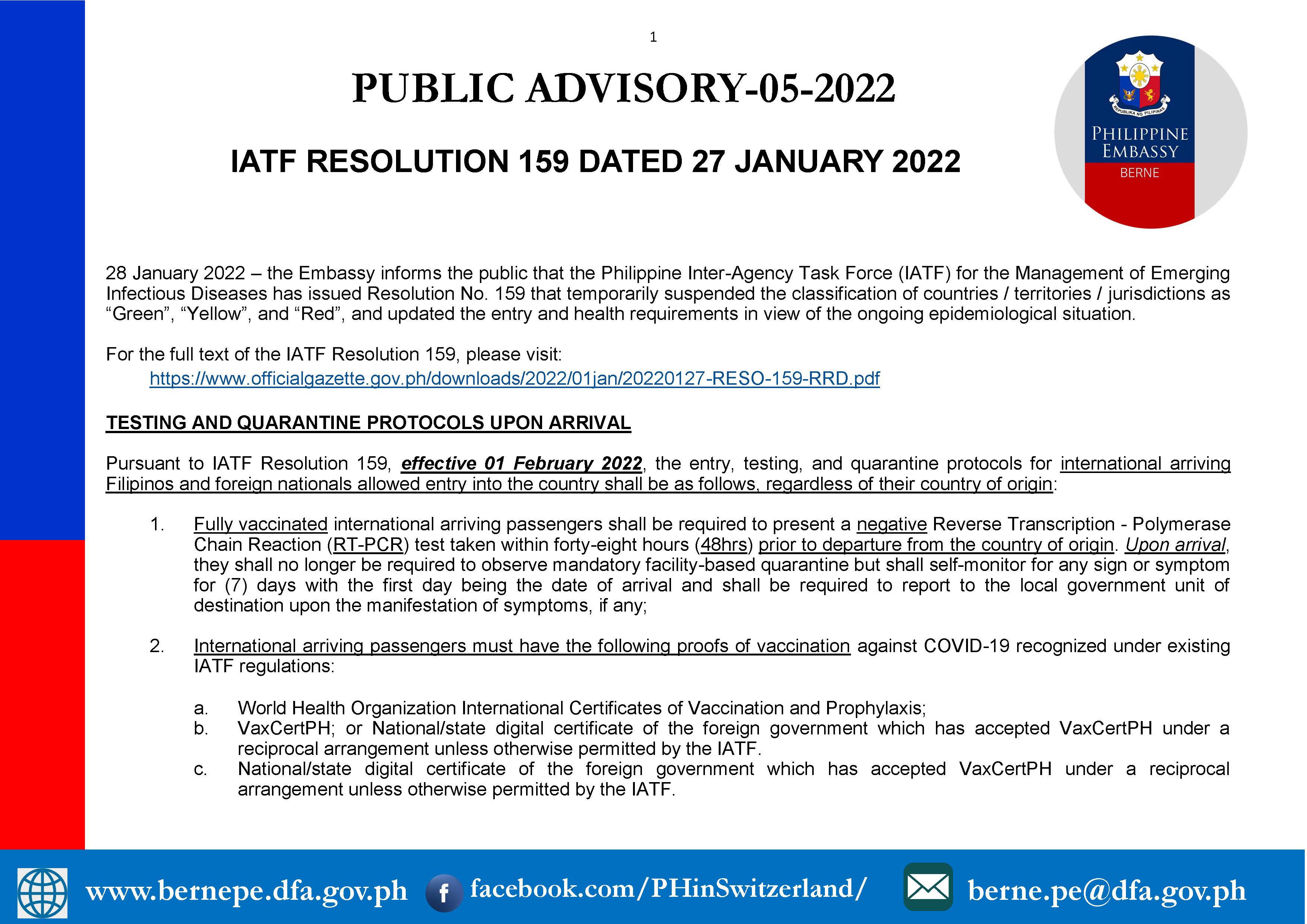 PA 05 2022 IATF RESOLUTION 159 OF 27 JANUARY 2022 Page 1