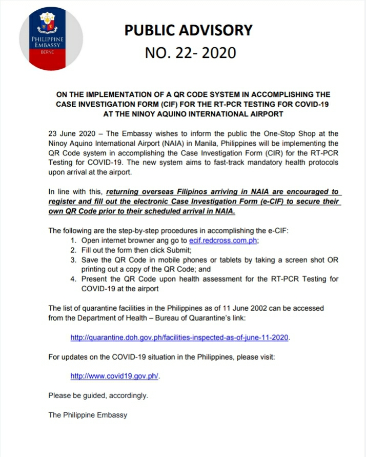 PA 22 2020A IMPLEMENTATION OF A QR CODE SYSTEM IN ACCOMPLISHING THE CASE INVESTIGATION FORM CIF FOR THE RT PCR TESTING FOR COVID 19