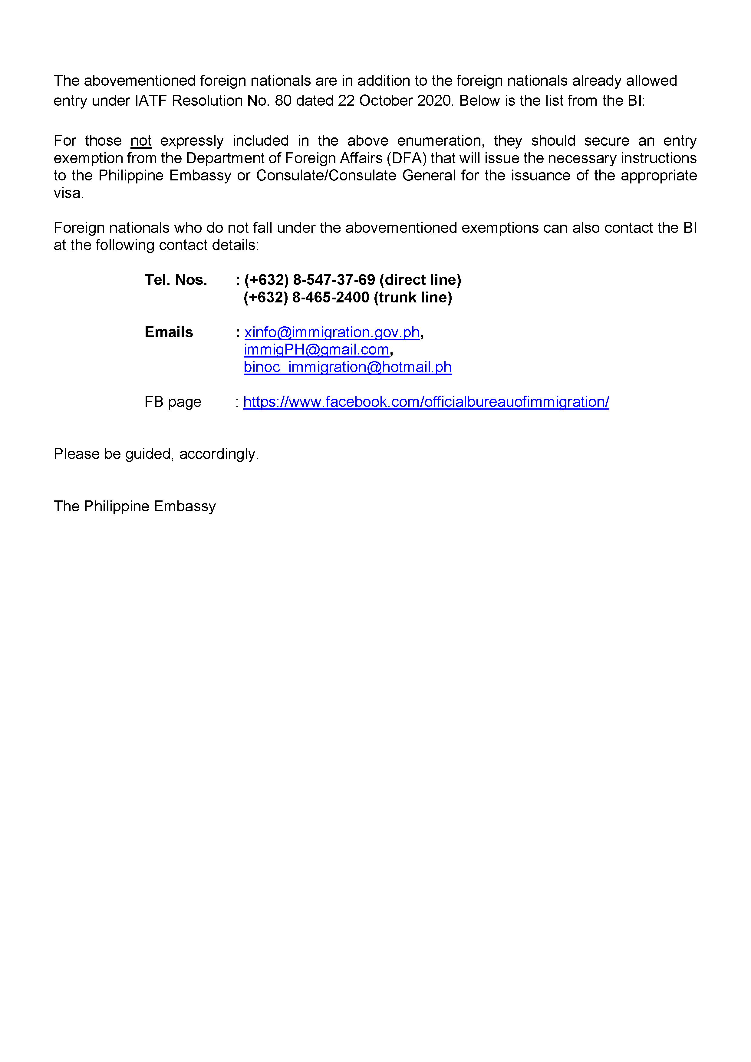 PA 36 2020 ON THE ENTRY OF FOREIGN NATIONALS HOLDING 9D VISA ISSUED BY THE BUREAU OF IMMIGRATION Page 2