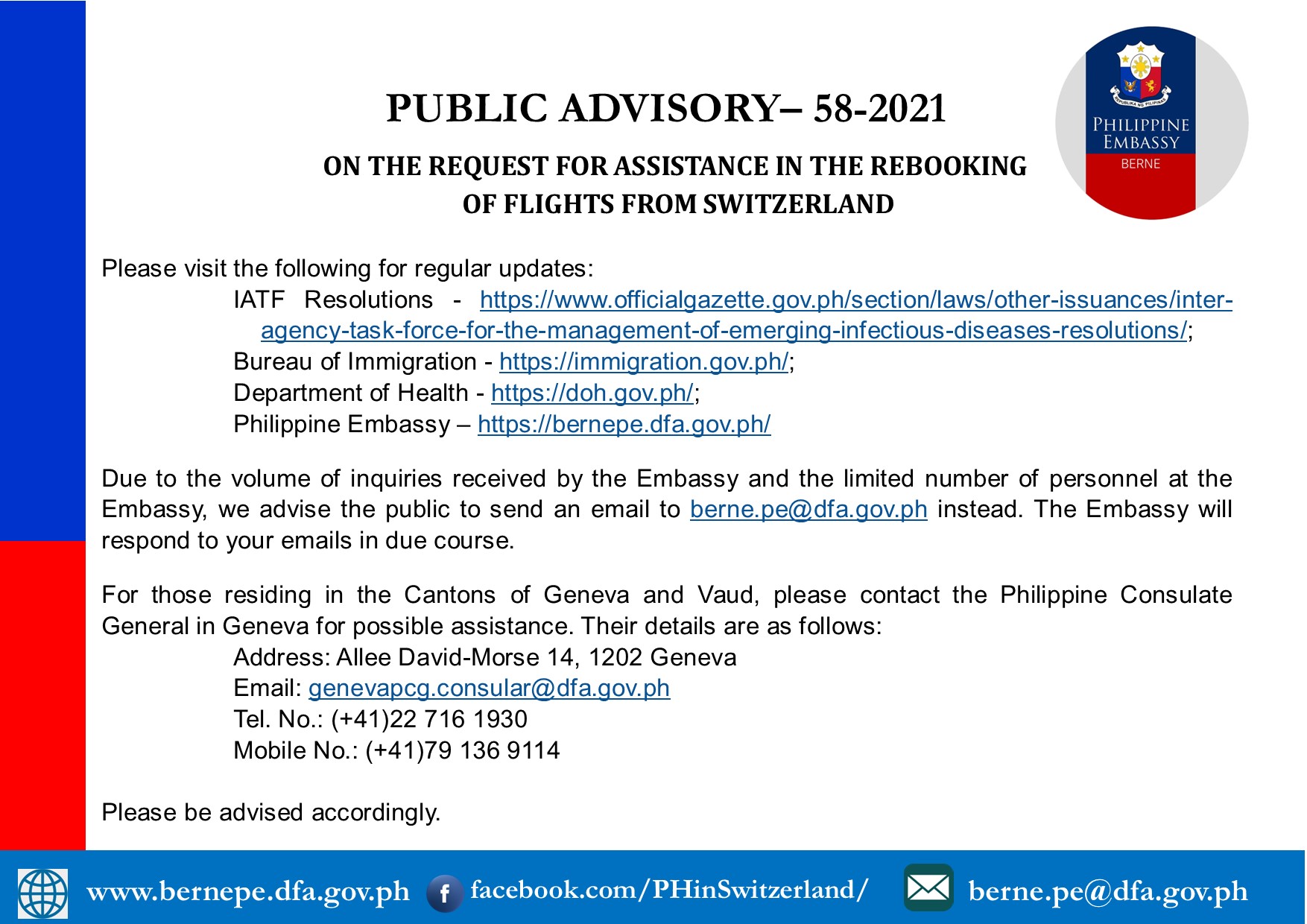 PA 58 2021 A ON THE REQUEST FOR ASSISTANCE IN THE REBOOKING OF FLIGHTS