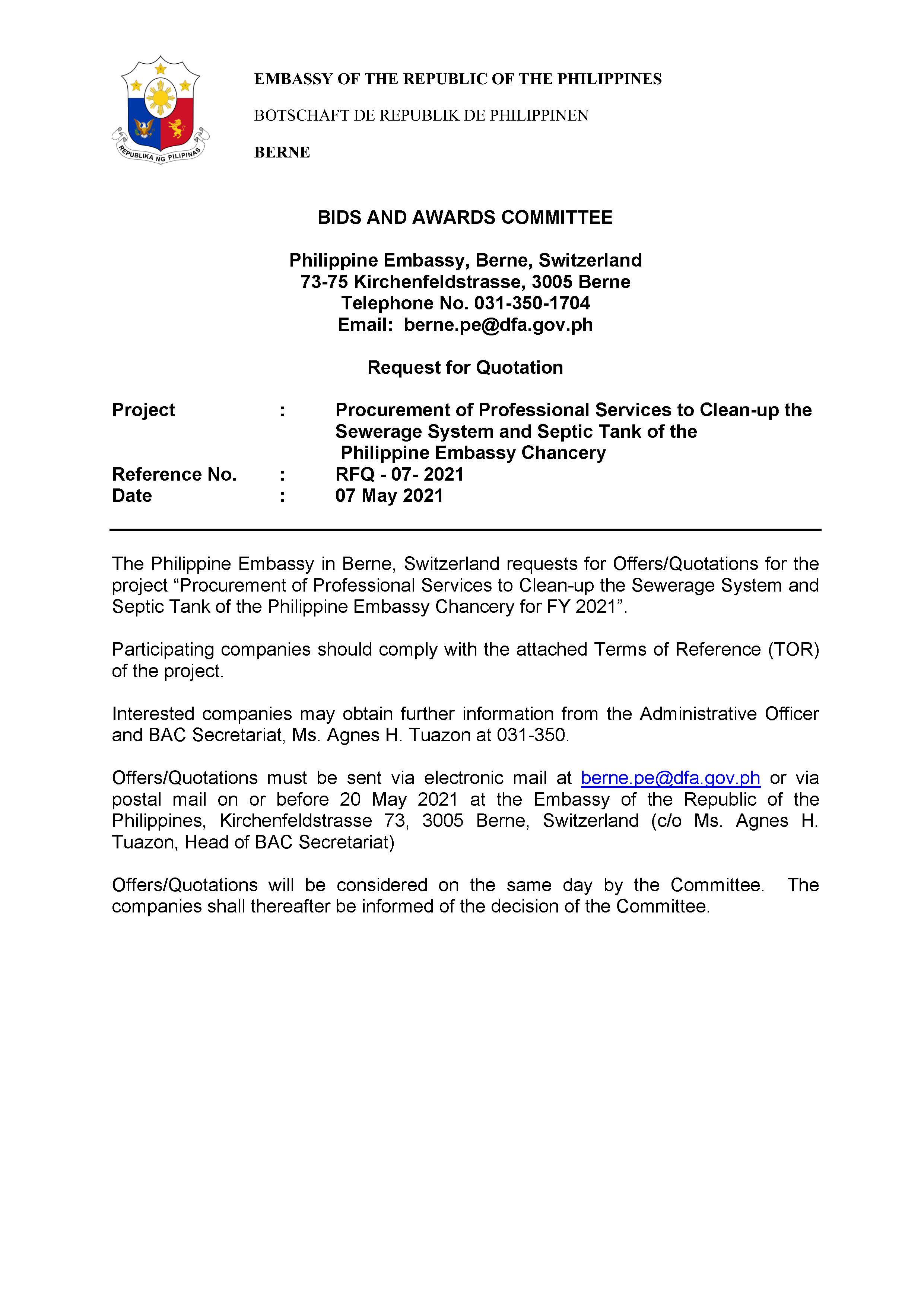 RFQ 08 2021 Professional Services to Clean Up Sewerage System Page 1