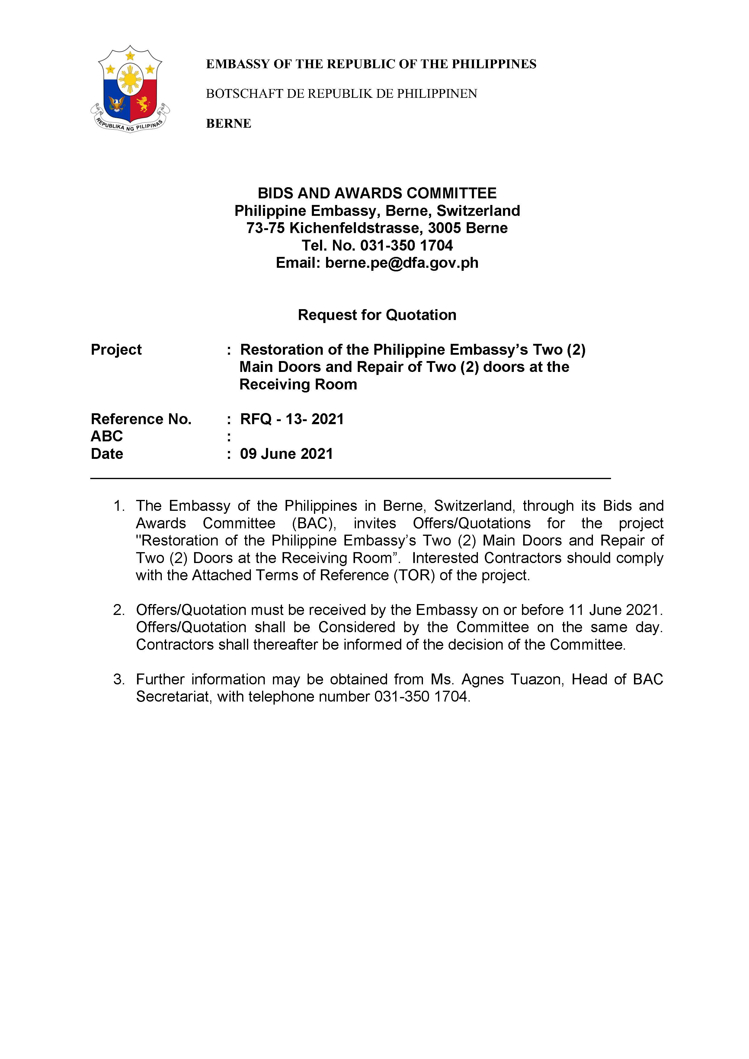 RFQ 13 2021 Restoration of the Philippine Embassys Two 2 Page 1